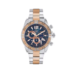 Gc Men's Chronograph Watch With Black Dial & 2Tone Metal Bracelet