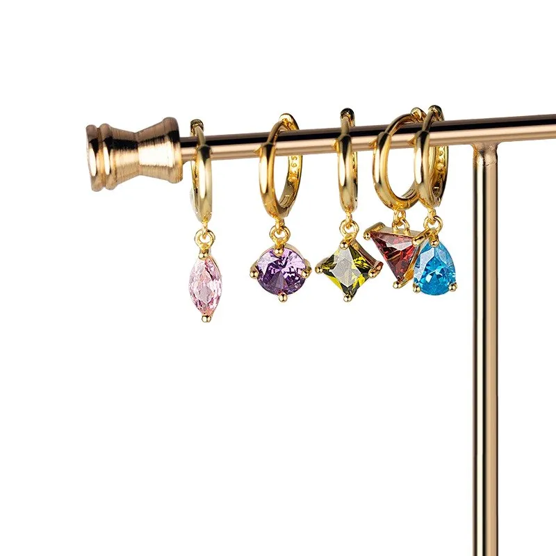 Geometric Diamond Punk Hoop Earrings