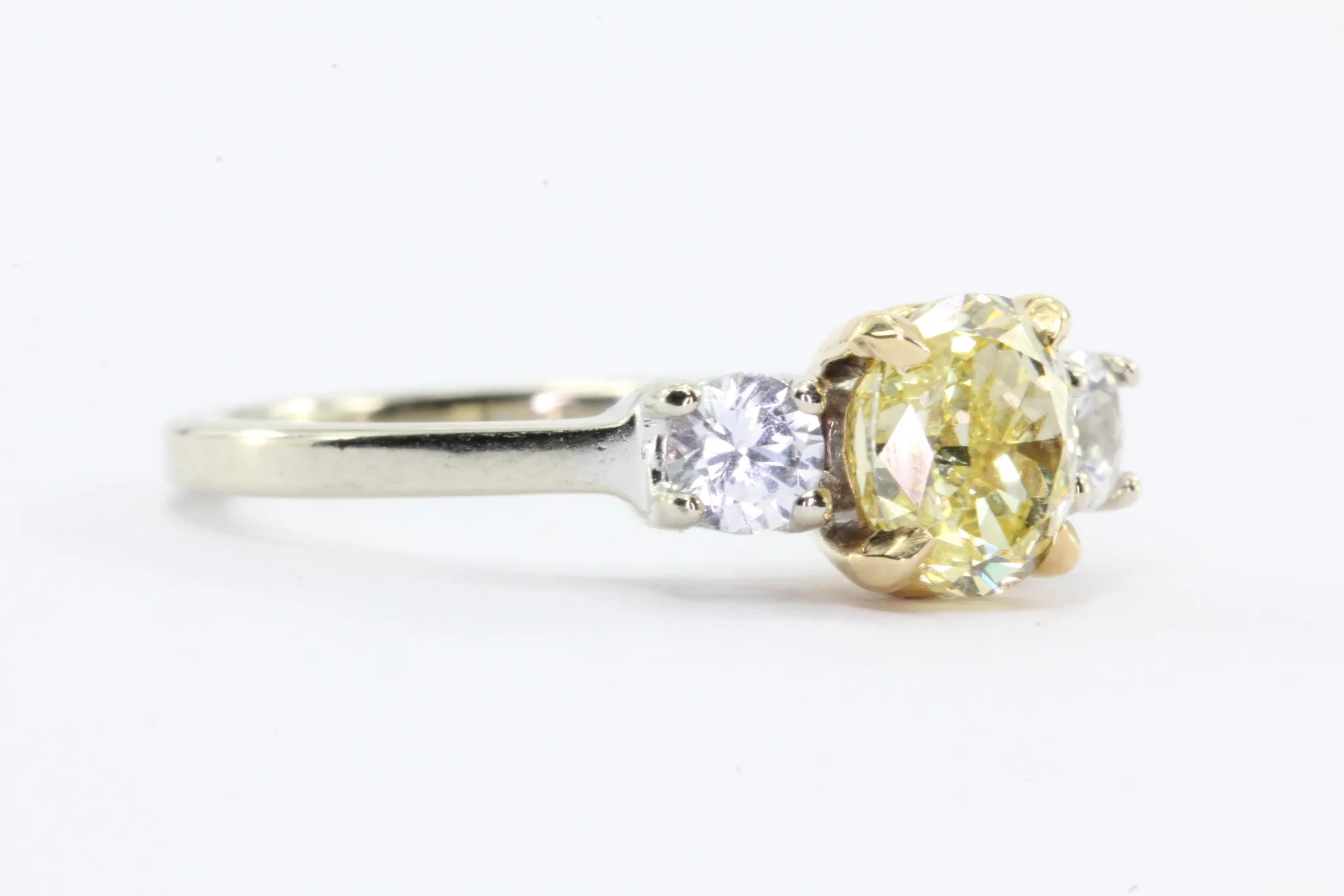 GIA 1.01 Fancy Intense Yellow Oval Cut Diamond Engagement 14K Gold Ring