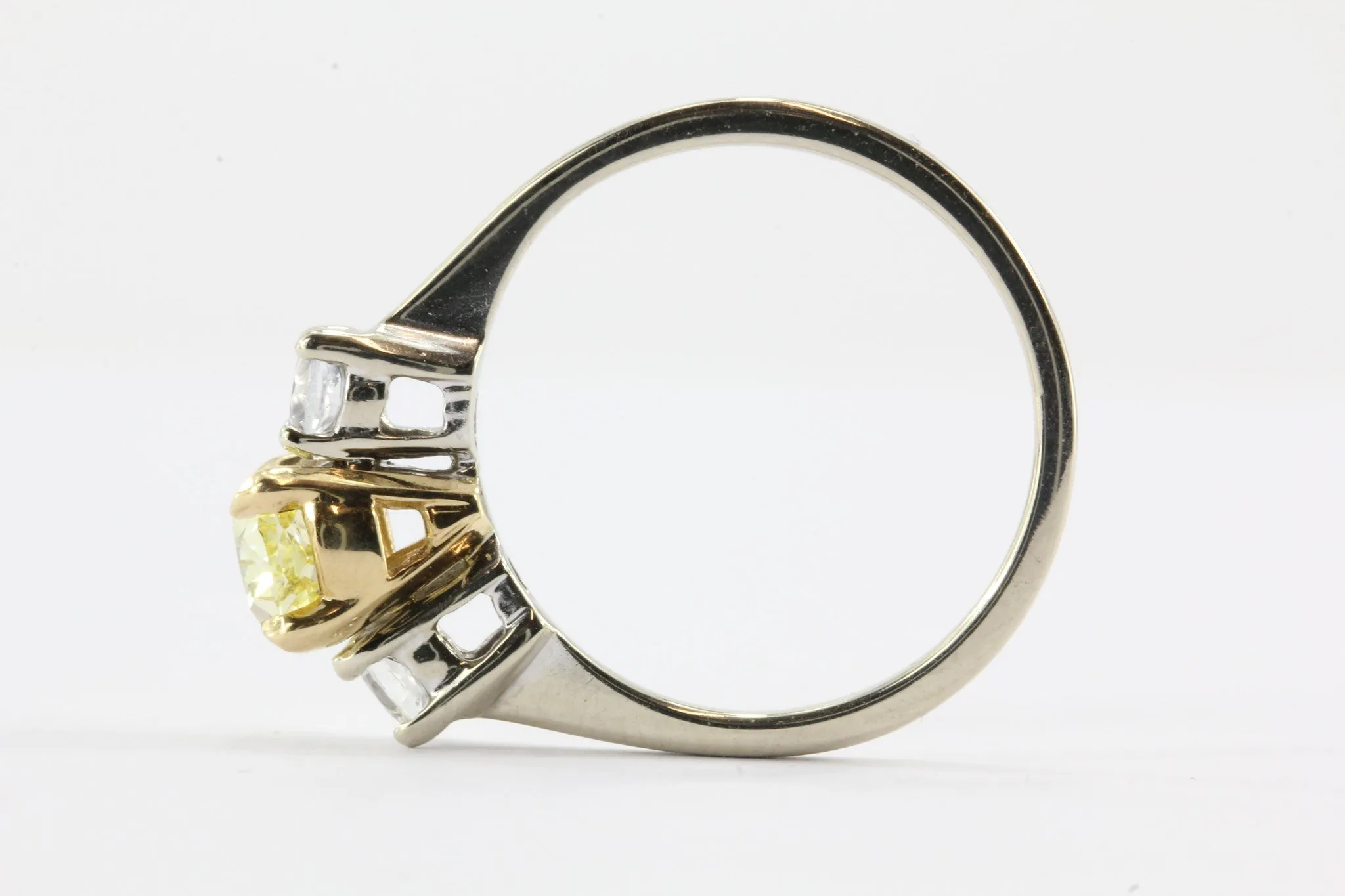GIA 1.01 Fancy Intense Yellow Oval Cut Diamond Engagement 14K Gold Ring