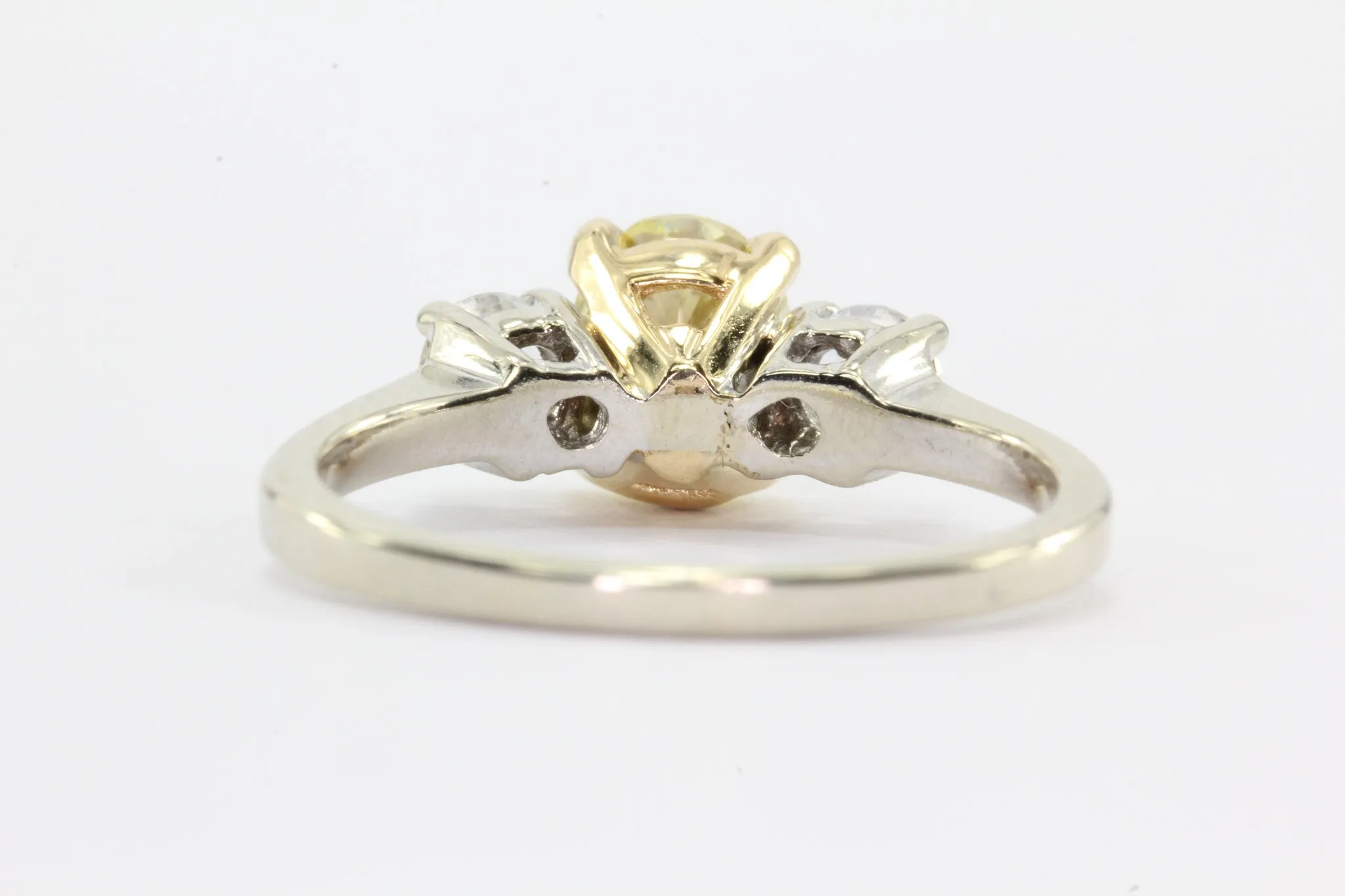 GIA 1.01 Fancy Intense Yellow Oval Cut Diamond Engagement 14K Gold Ring