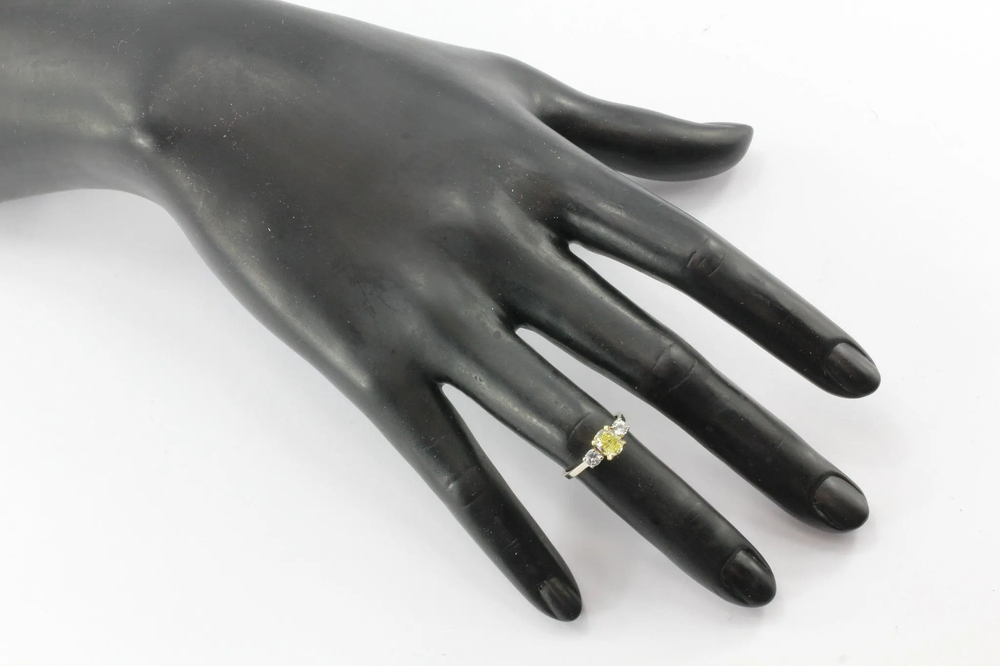 GIA 1.01 Fancy Intense Yellow Oval Cut Diamond Engagement 14K Gold Ring
