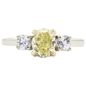 GIA 1.01 Fancy Intense Yellow Oval Cut Diamond Engagement 14K Gold Ring