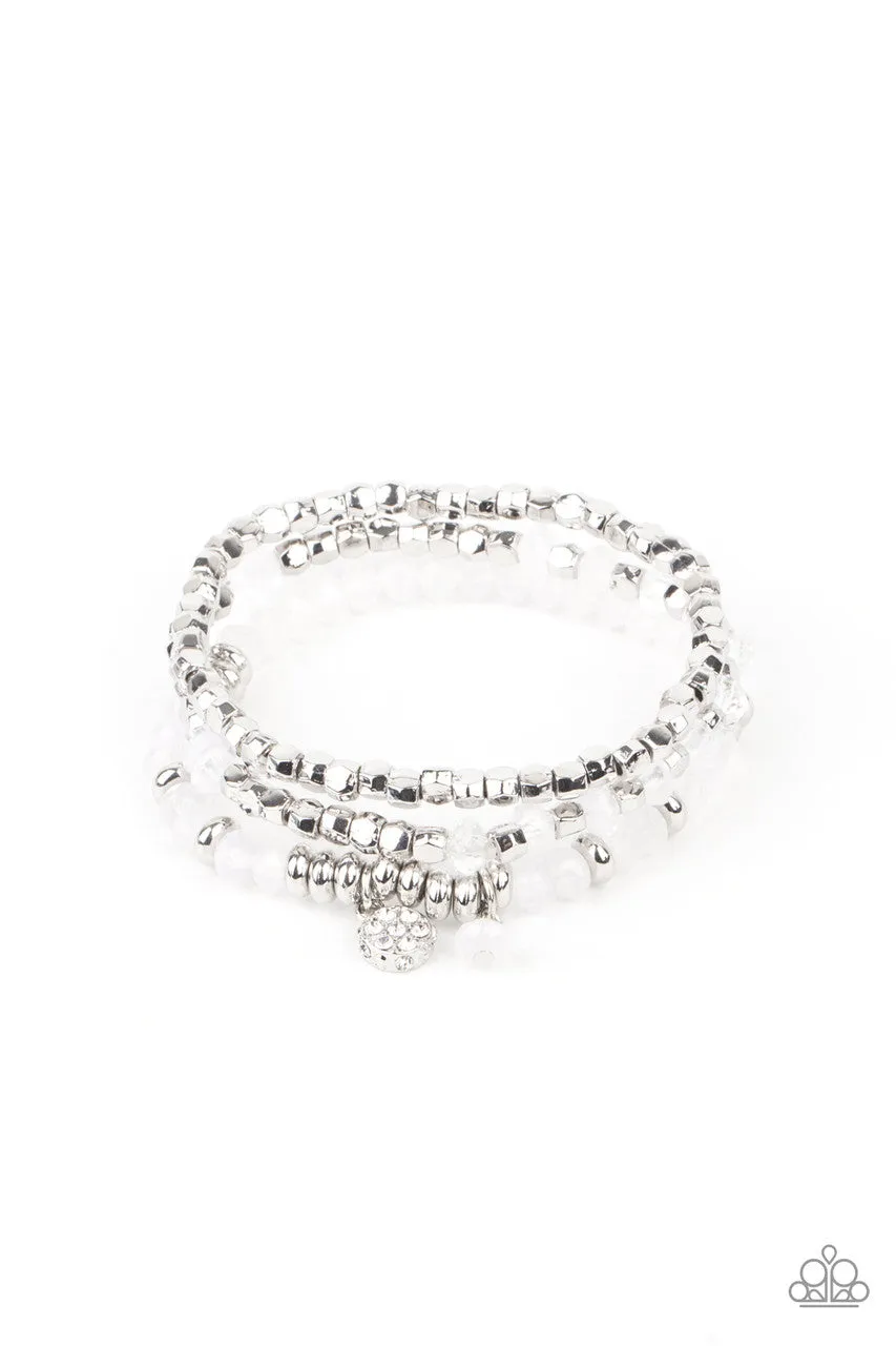 Glacial Glimmer White Paparazzi Bracelet