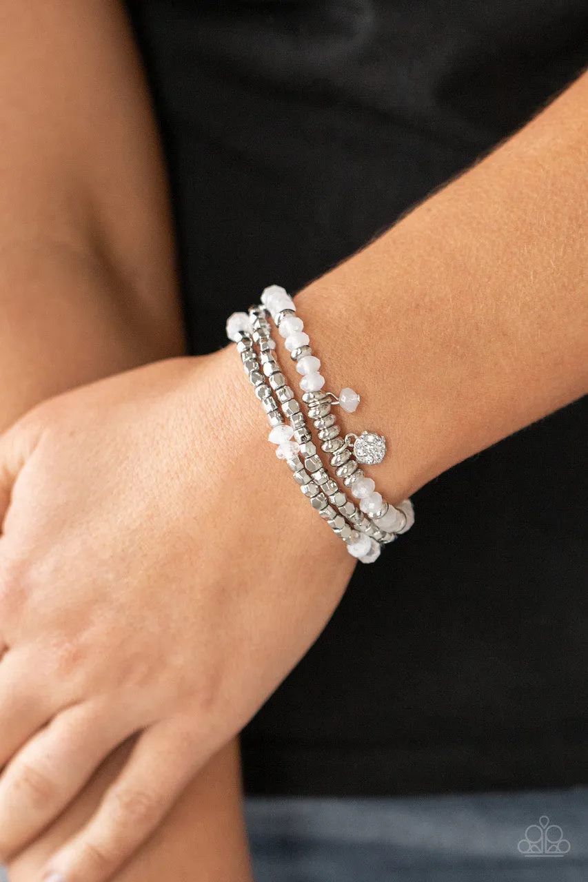 Glacial Glimmer White Paparazzi Bracelet