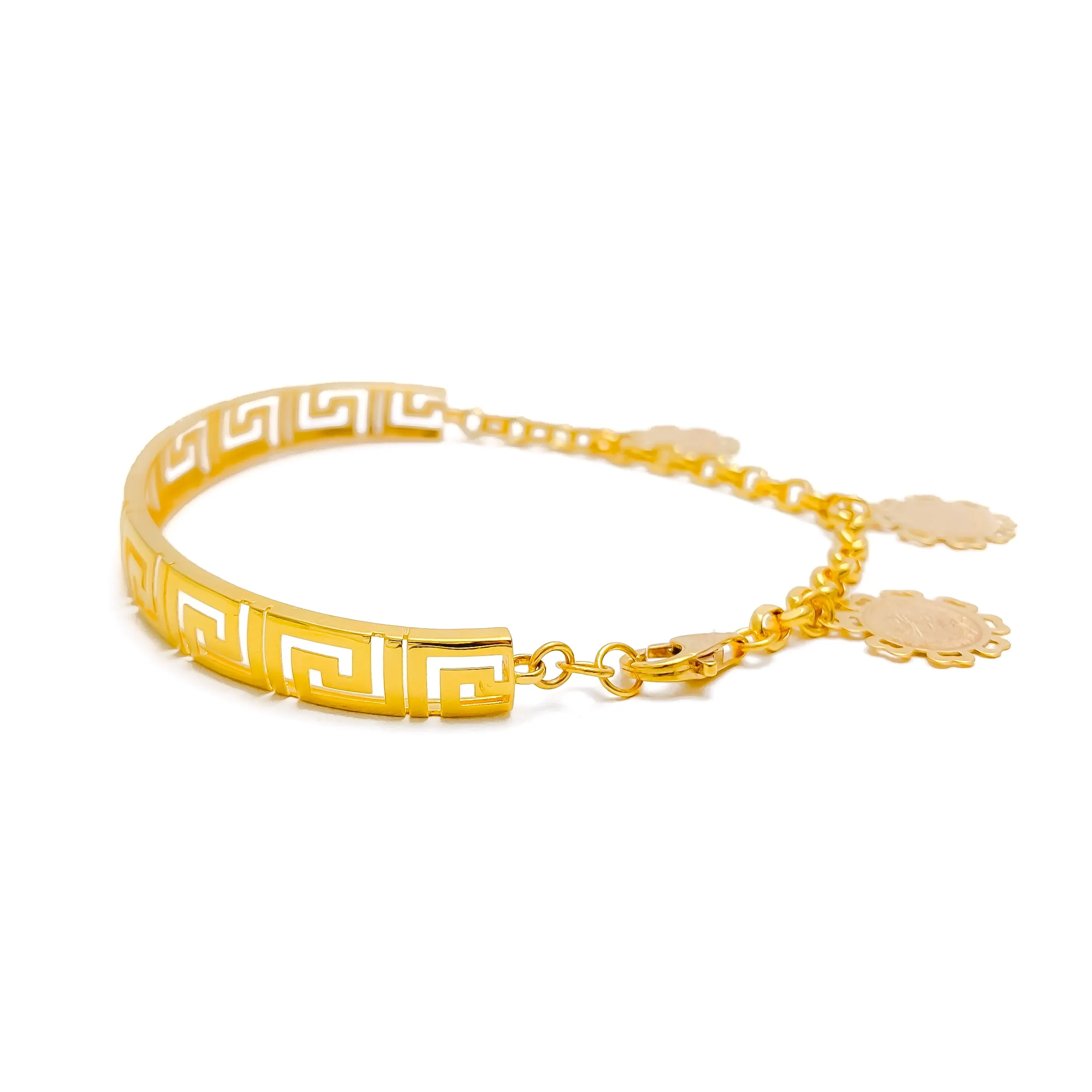Gleaming Lustrous 21K Gold Contour Flexi Bangle Bracelet