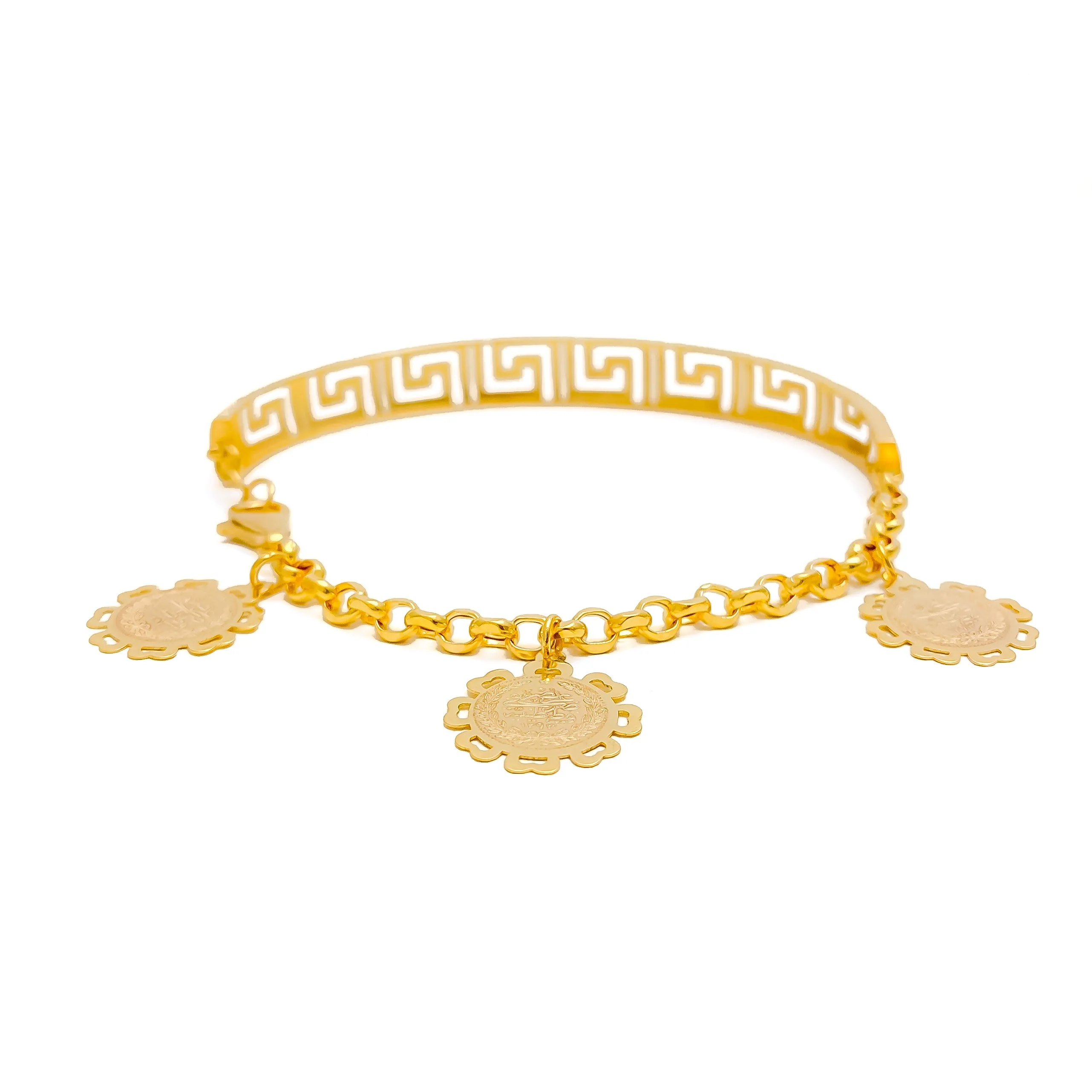 Gleaming Lustrous 21K Gold Contour Flexi Bangle Bracelet
