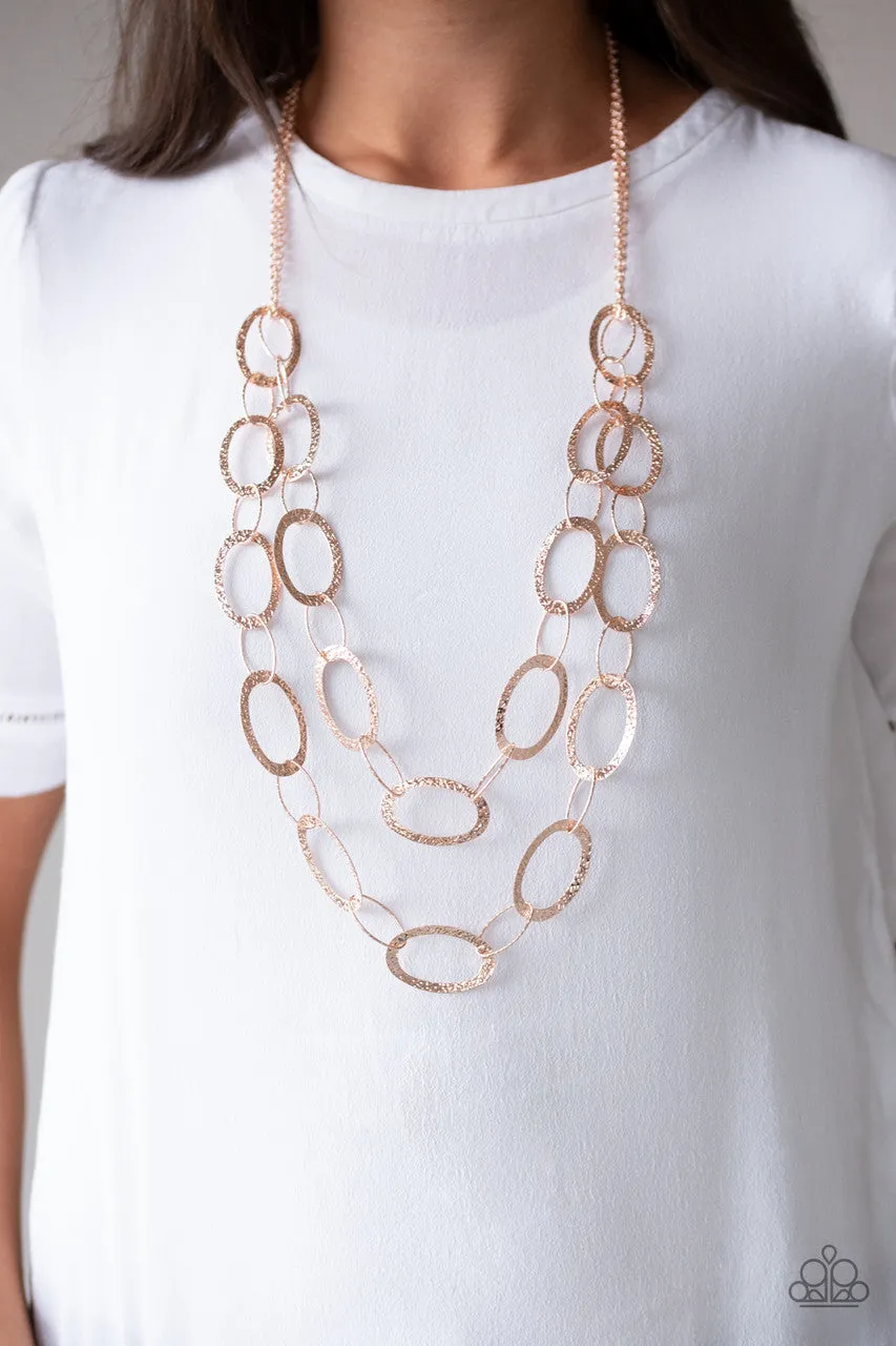Glimmer Goals Rose Gold Paparazzi Necklace