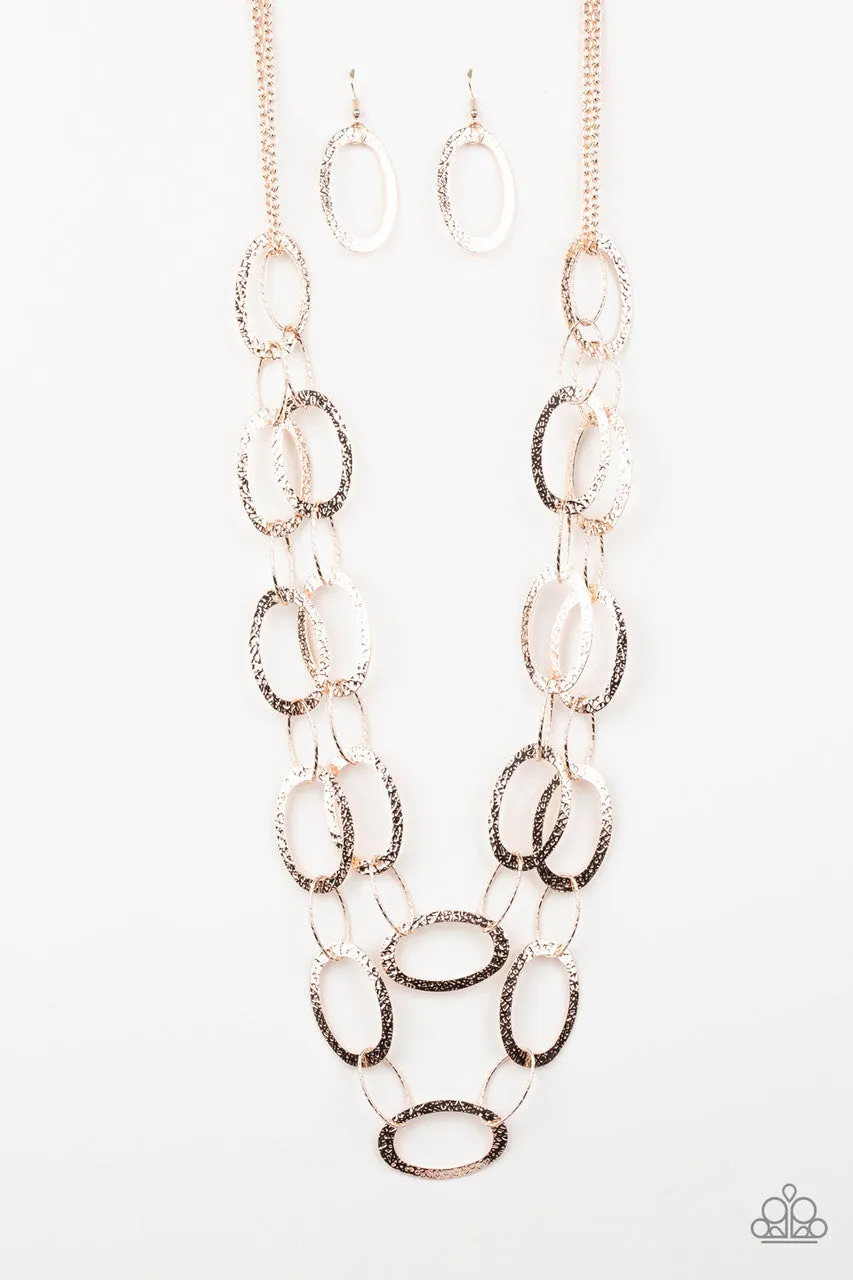 Glimmer Goals Rose Gold Paparazzi Necklace