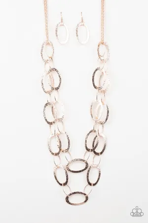 Glimmer Goals Rose Gold Paparazzi Necklace