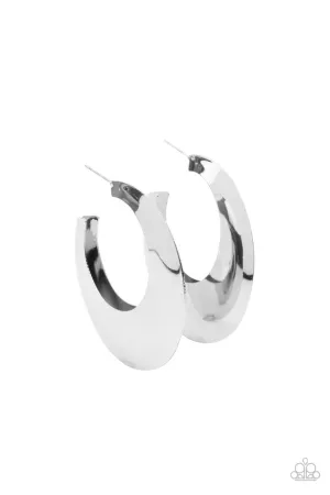 Going OVAL-board Silver Paparazzi Earrings