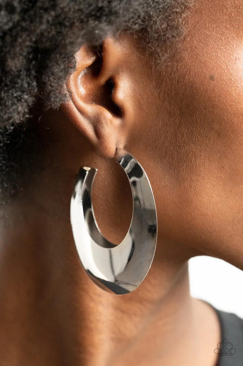 Going OVAL-board Silver Paparazzi Earrings