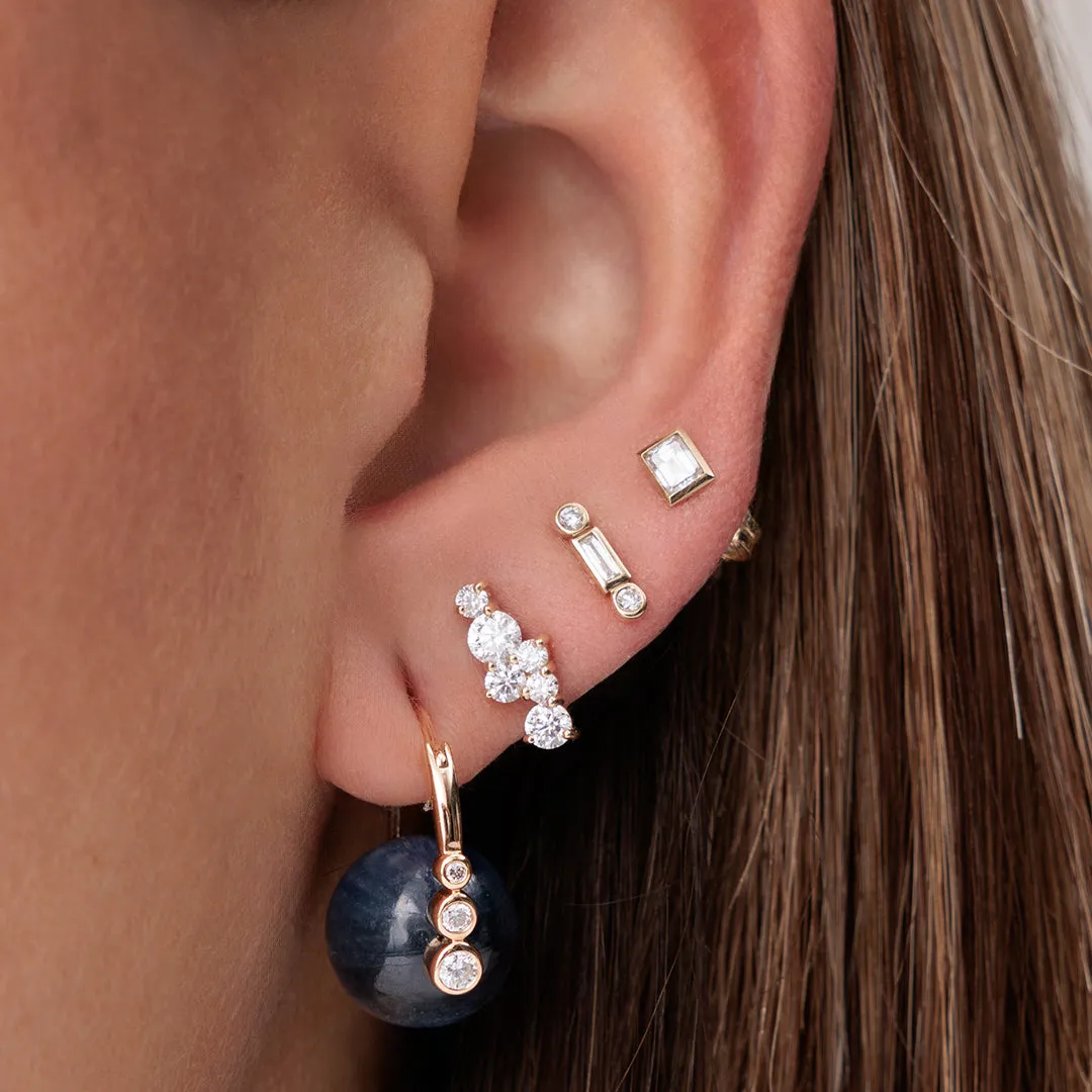 Gold & Diamond Fluted Baguette Stud