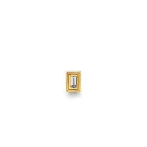 Gold & Diamond Fluted Baguette Stud
