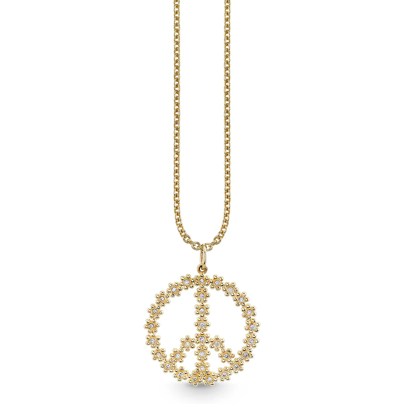 Gold & Diamond Tiny Daisy Peace Sign Charm