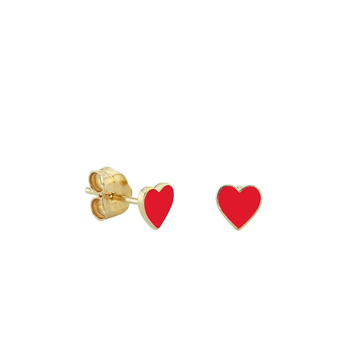 Gold & Enamel Mini Heart Stud