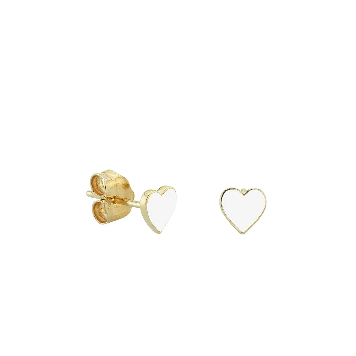 Gold & Enamel Mini Heart Stud