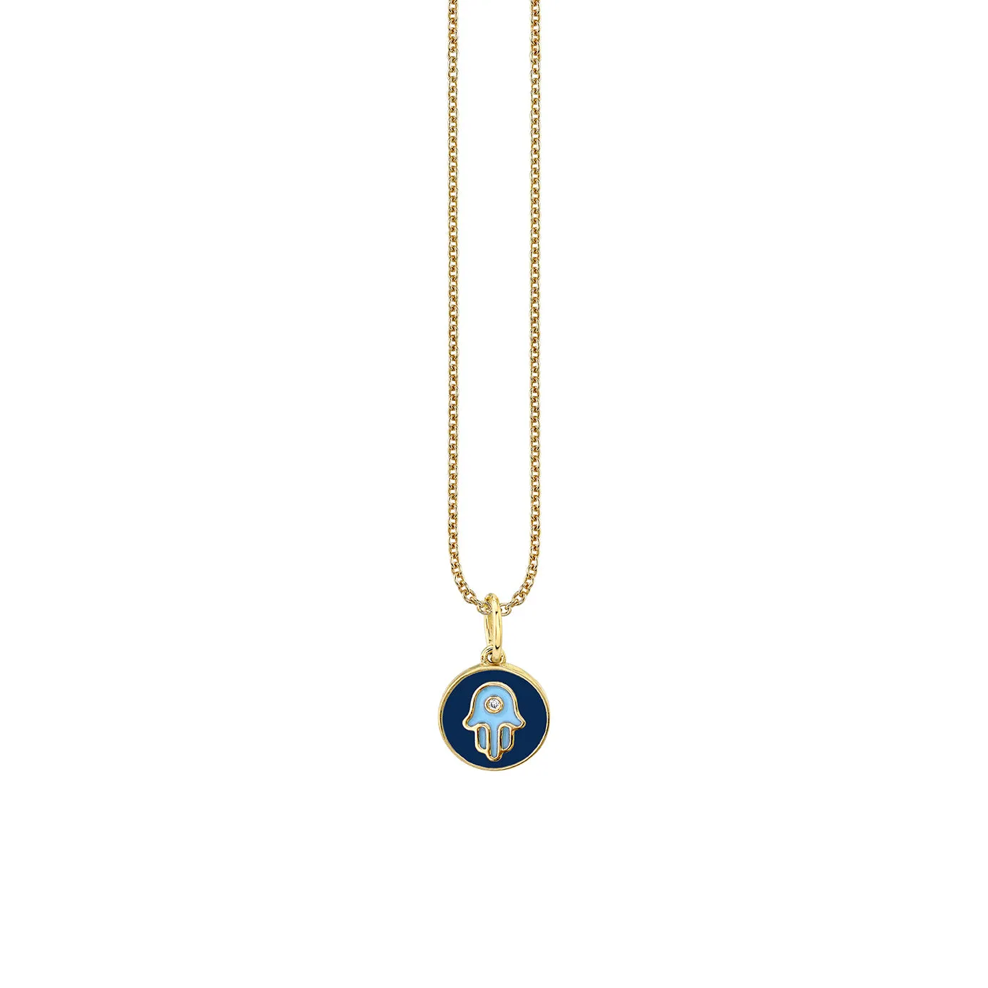 Gold & Enamel Tiny Hamsa Medallion Charm