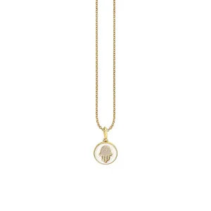 Gold & Enamel Tiny Hamsa Medallion Charm