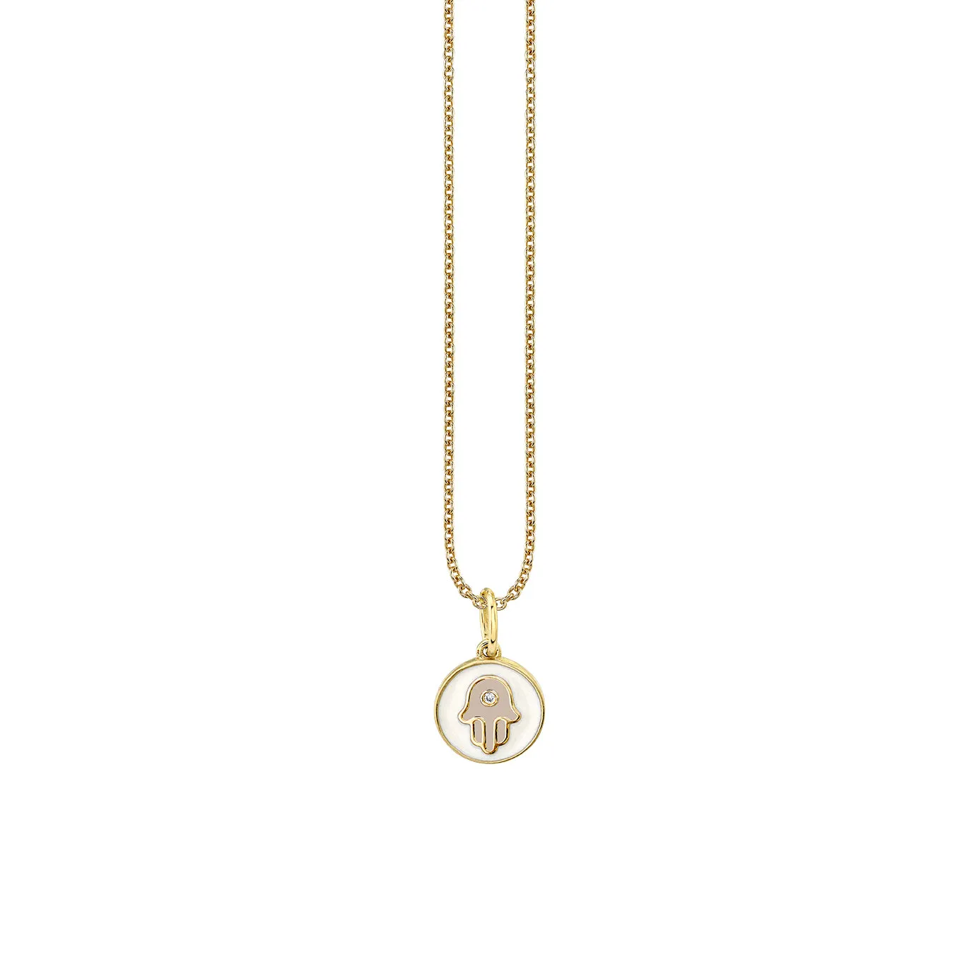Gold & Enamel Tiny Hamsa Medallion Charm