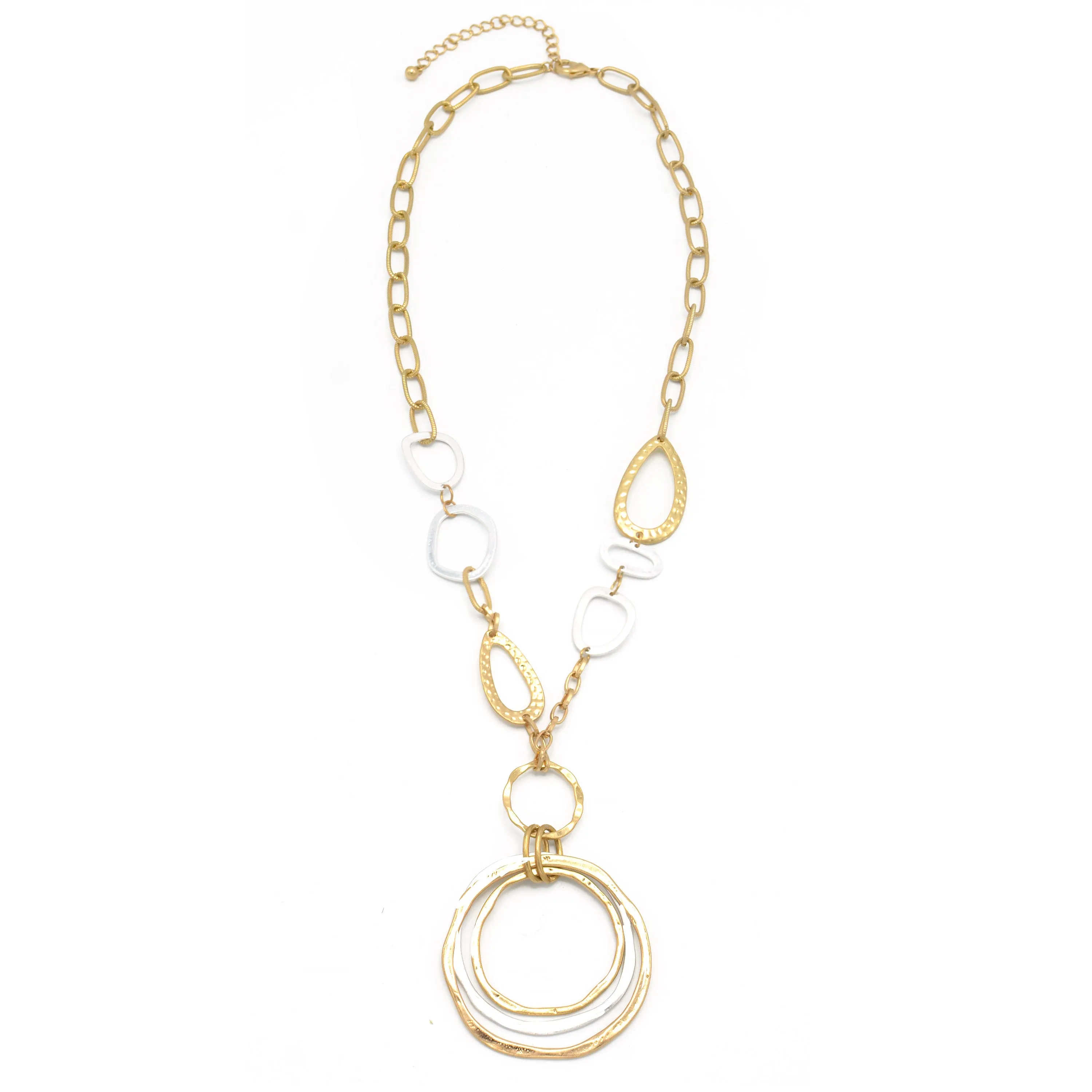 GOLD AND SILVER TONE METAL NECKLACE #HNN88541TW (IC9)
