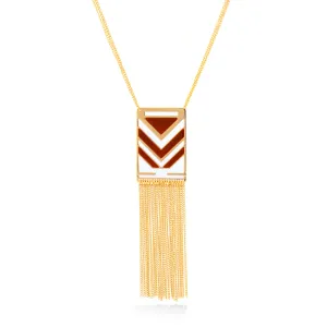 GOLD BROWN TASSEL EARRINGS NECKLACES #SQJ015-3589BRX (OE18)