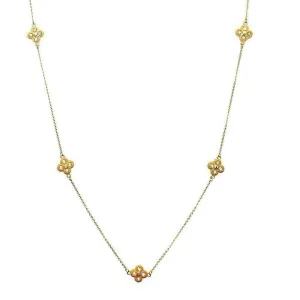 Gold Crystal Station Necklace