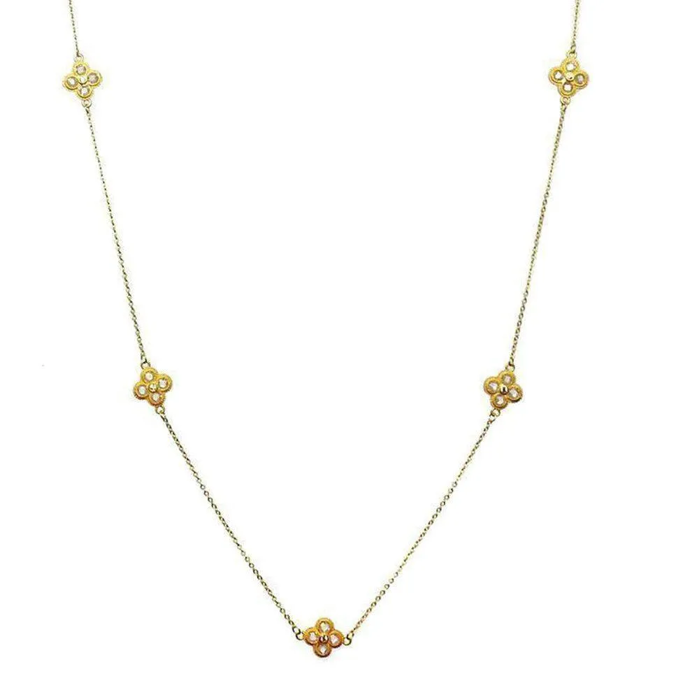 Gold Crystal Station Necklace
