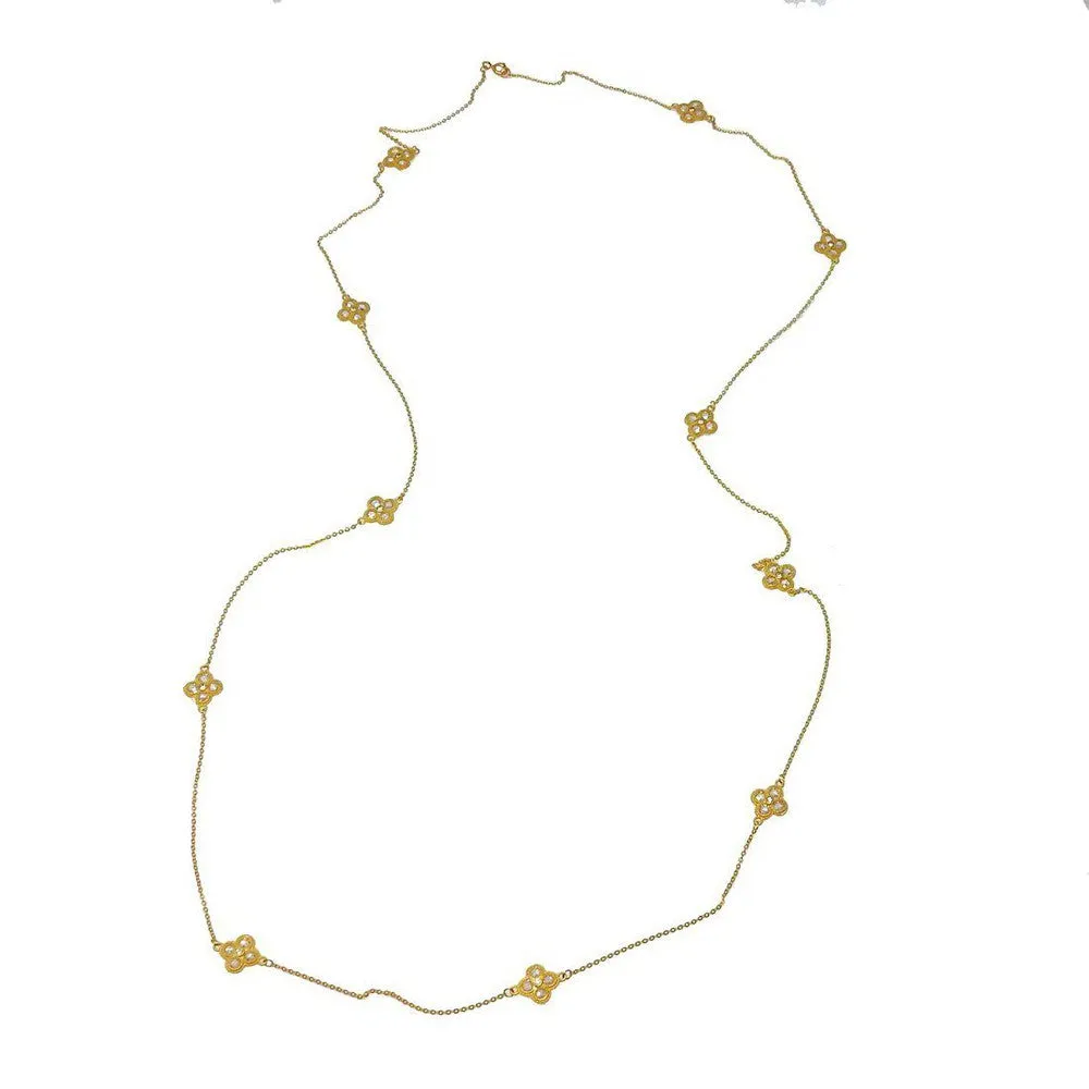 Gold Crystal Station Necklace