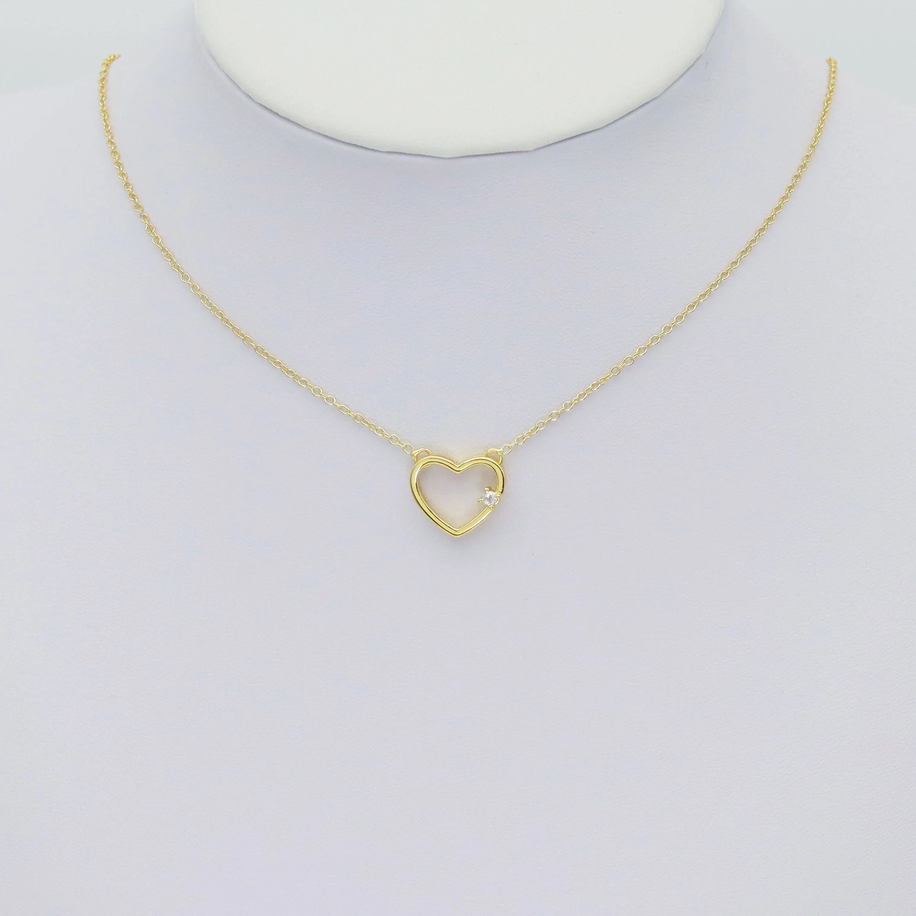 Gold CZ Open Heart Connector Charm, Sku#Y927
