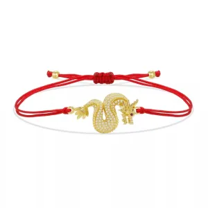 Gold Dragon Charm Red String Protection Bracelet