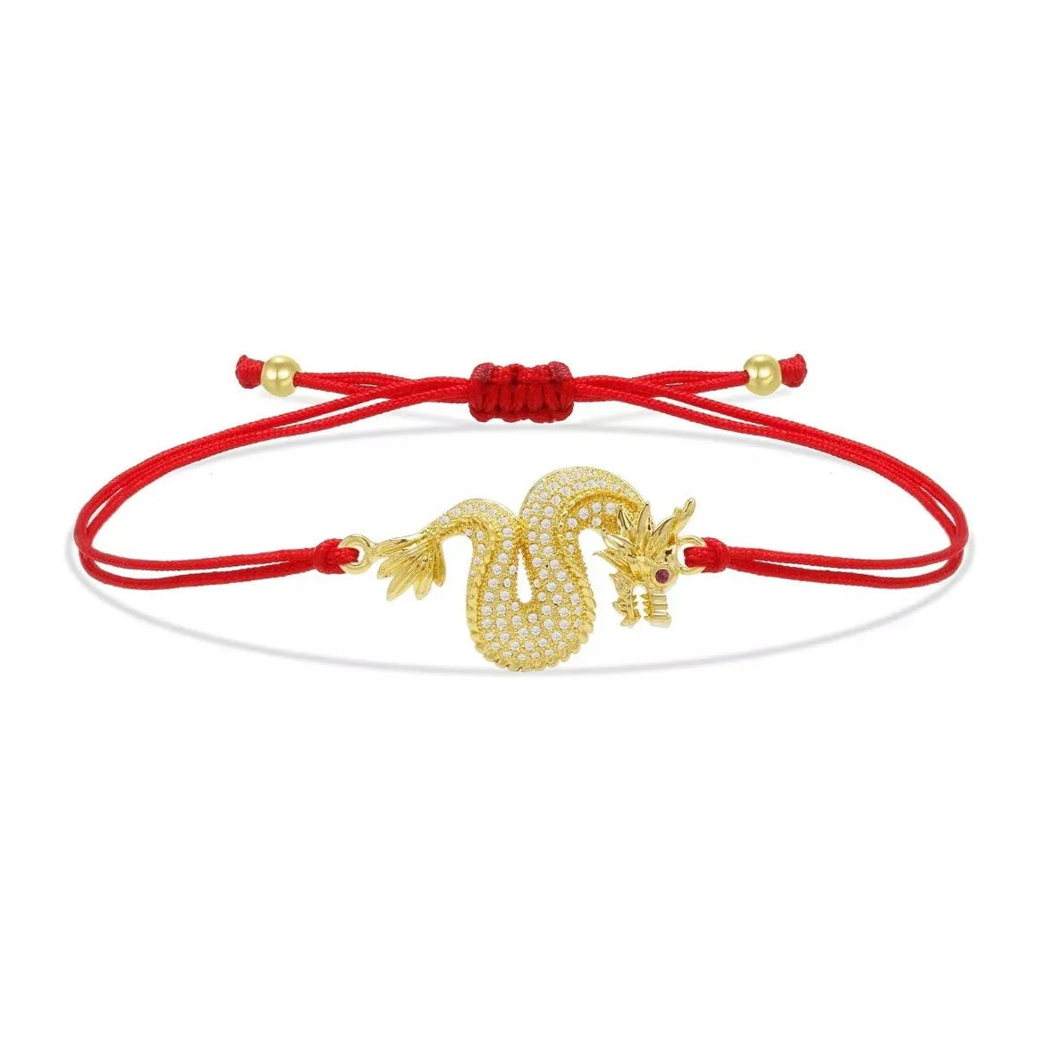 Gold Dragon Charm Red String Protection Bracelet