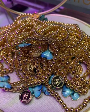 Gold Filled Beads Stretchy bracelet with Butterfly Charm 430-13 | Erika Williner Designs