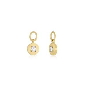 Gold Frame Round Diamond Huggie Charm