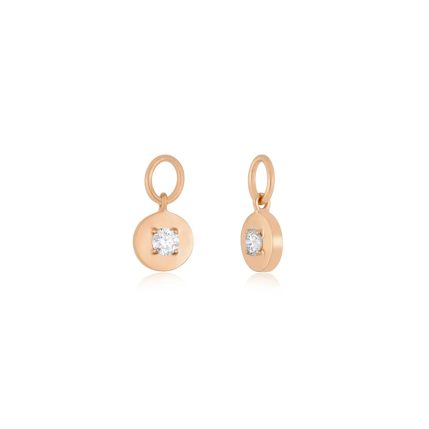 Gold Frame Round Diamond Huggie Charm