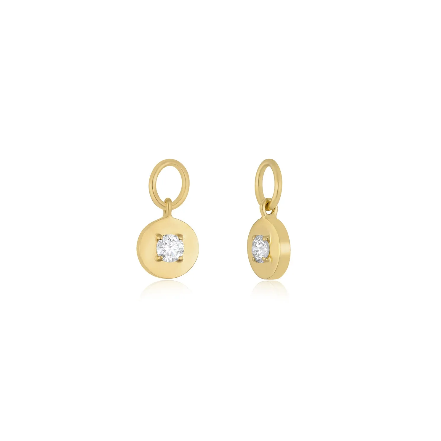 Gold Frame Round Diamond Huggie Charm