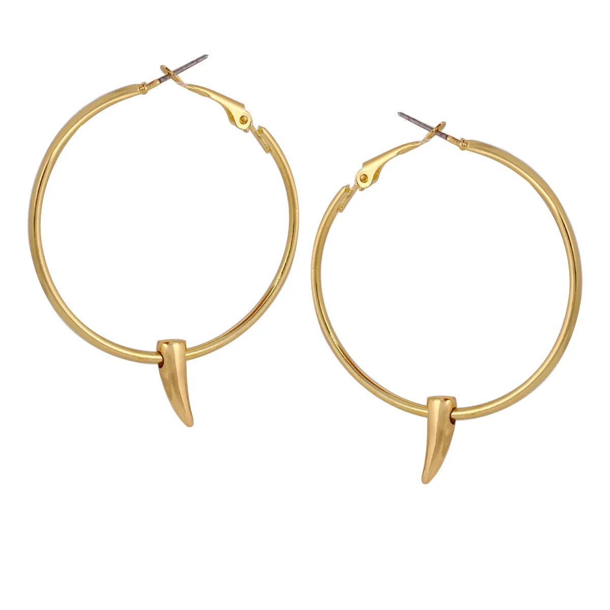 GOLD METAL HORN HOOP EARRING #SWKK-3404GLD (AE17)