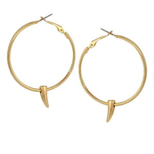 GOLD METAL HORN HOOP EARRING #SWKK-3404GLD (AE17)