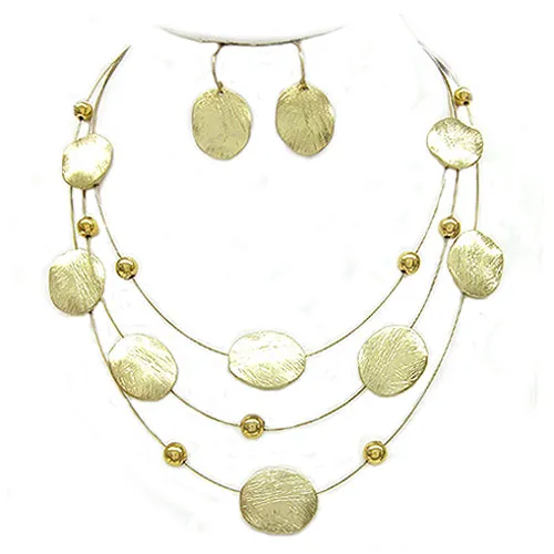 GOLD NECKLACES & EARRINGS SET  #SCE18256_GD(MA-B10)