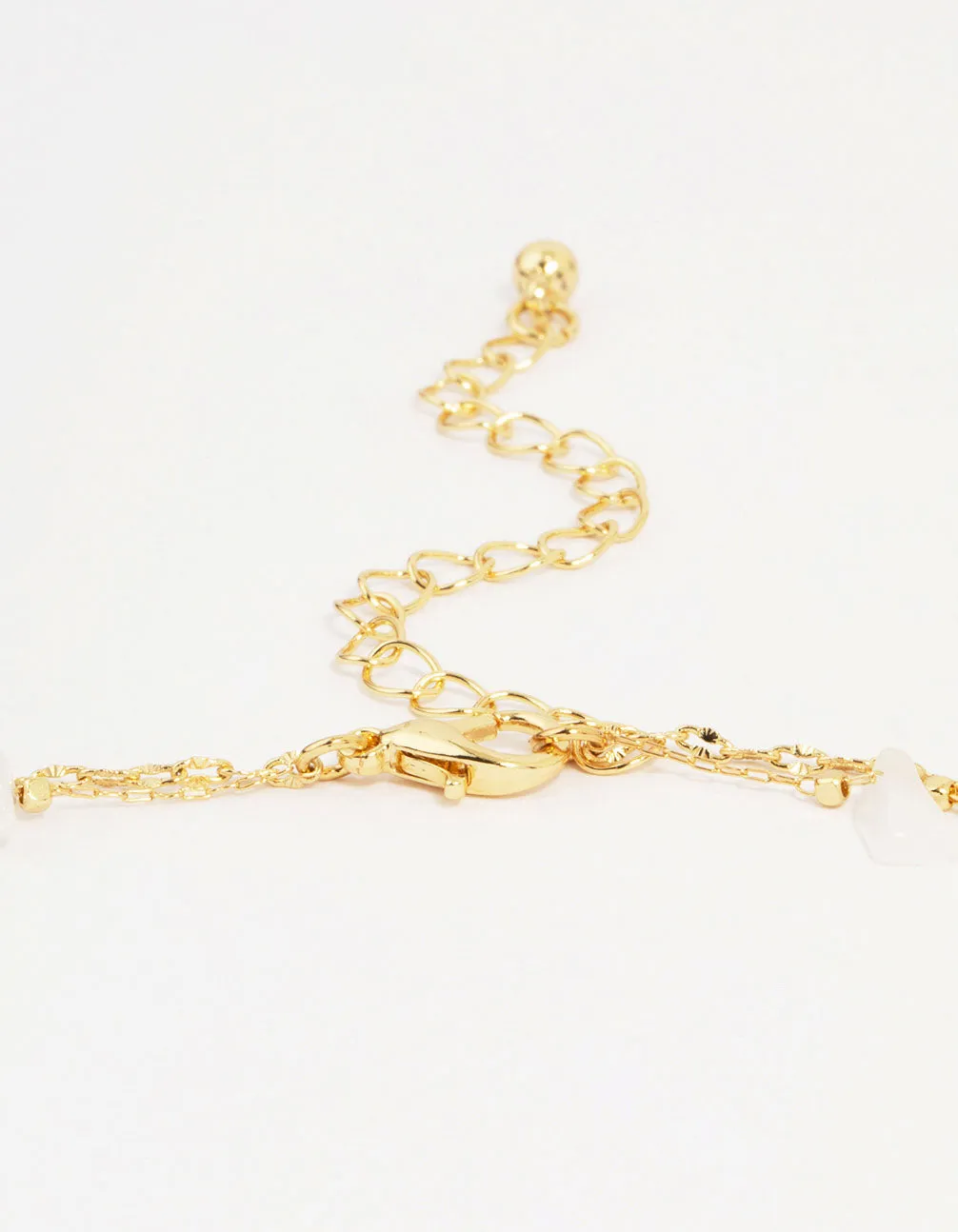 Gold Plated Brass Semi Precious Chain Layered Necklace