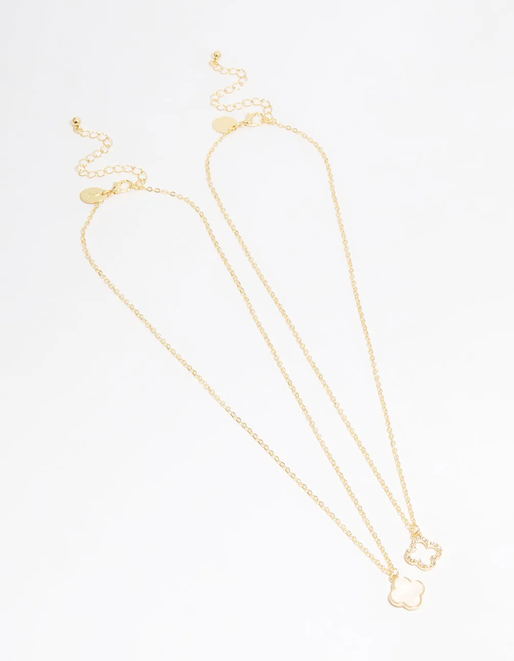 Gold Plated Flower Pendant Necklaces 2-Pack