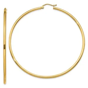 Gold Polished 2MM Round Classic Hoop Earrings