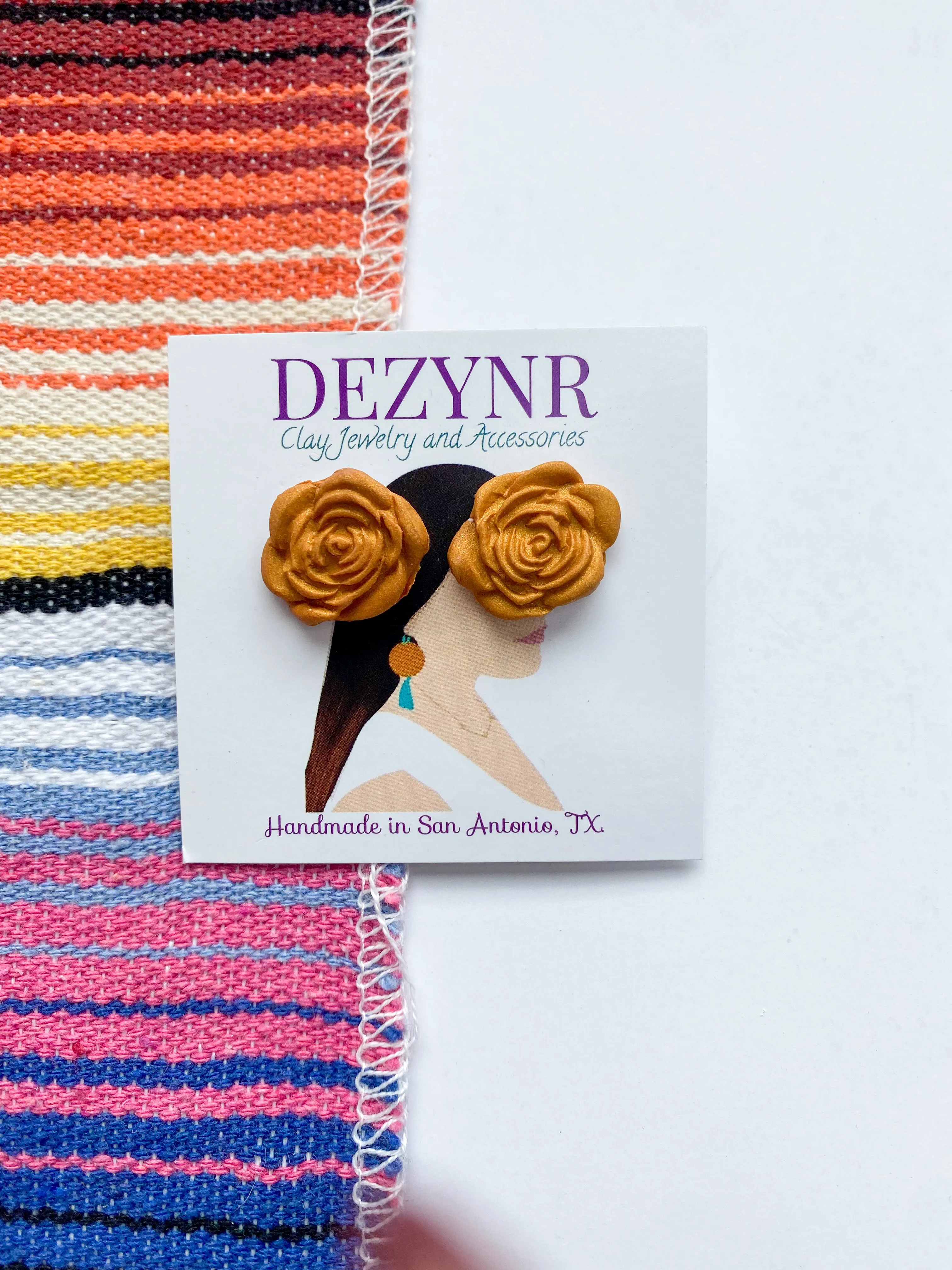 Gold rose studs