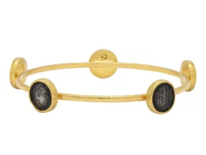 Gold Stacking Bangle with Round Coin Stations