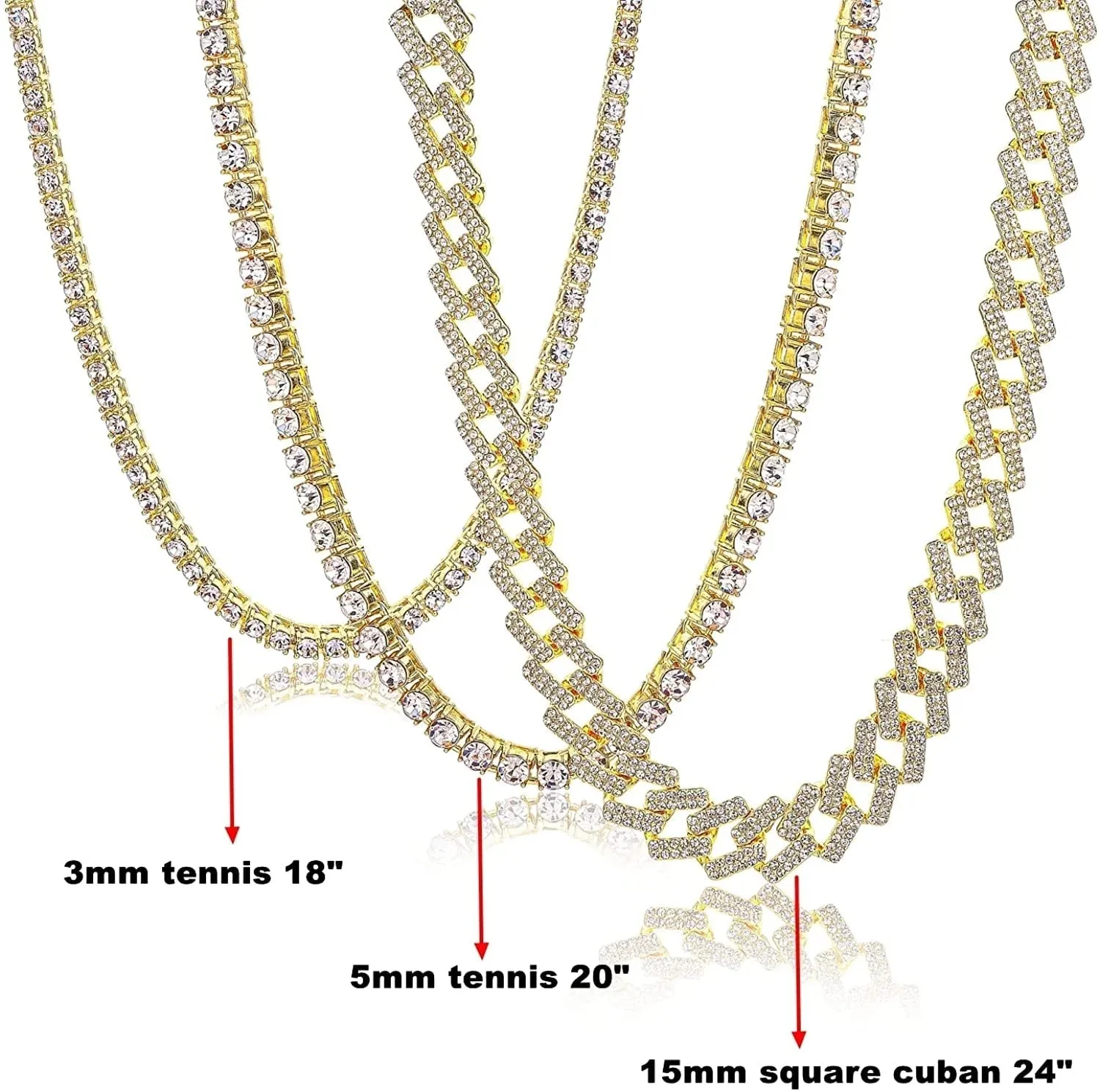 Gold Tennis & Cuban Link Chain Necklace