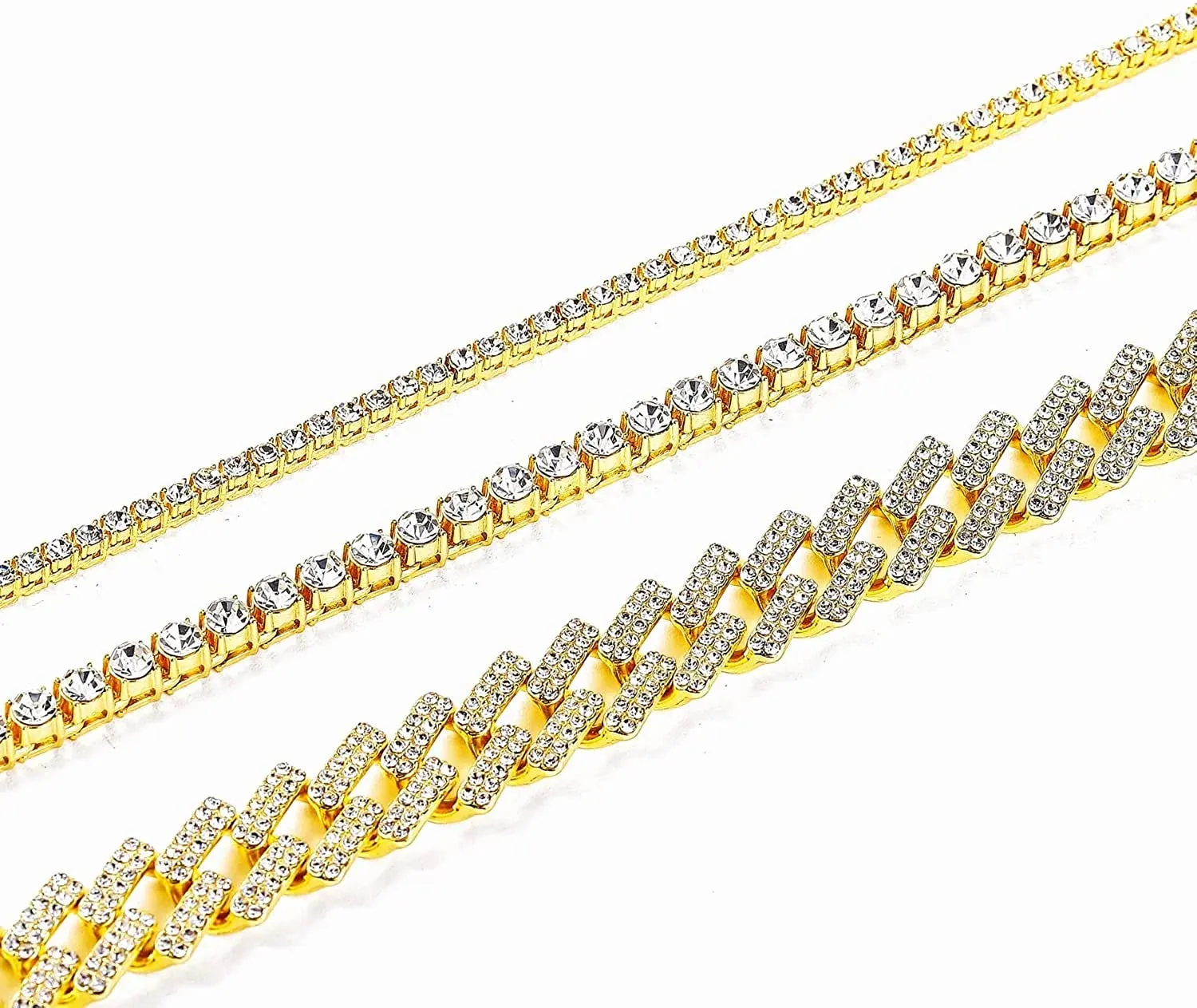 Gold Tennis & Cuban Link Chain Necklace