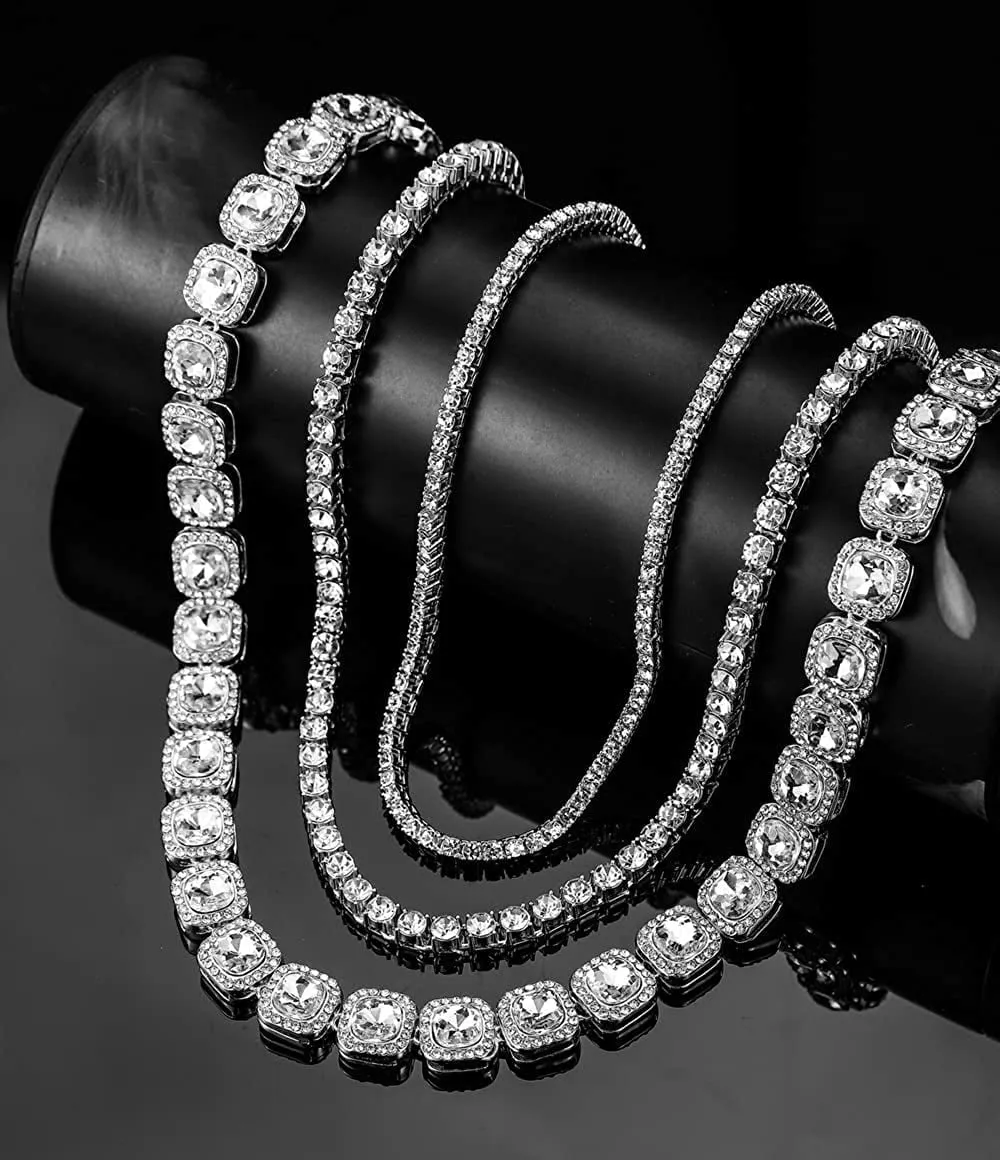 Gold Tennis & Cuban Link Chain Necklace