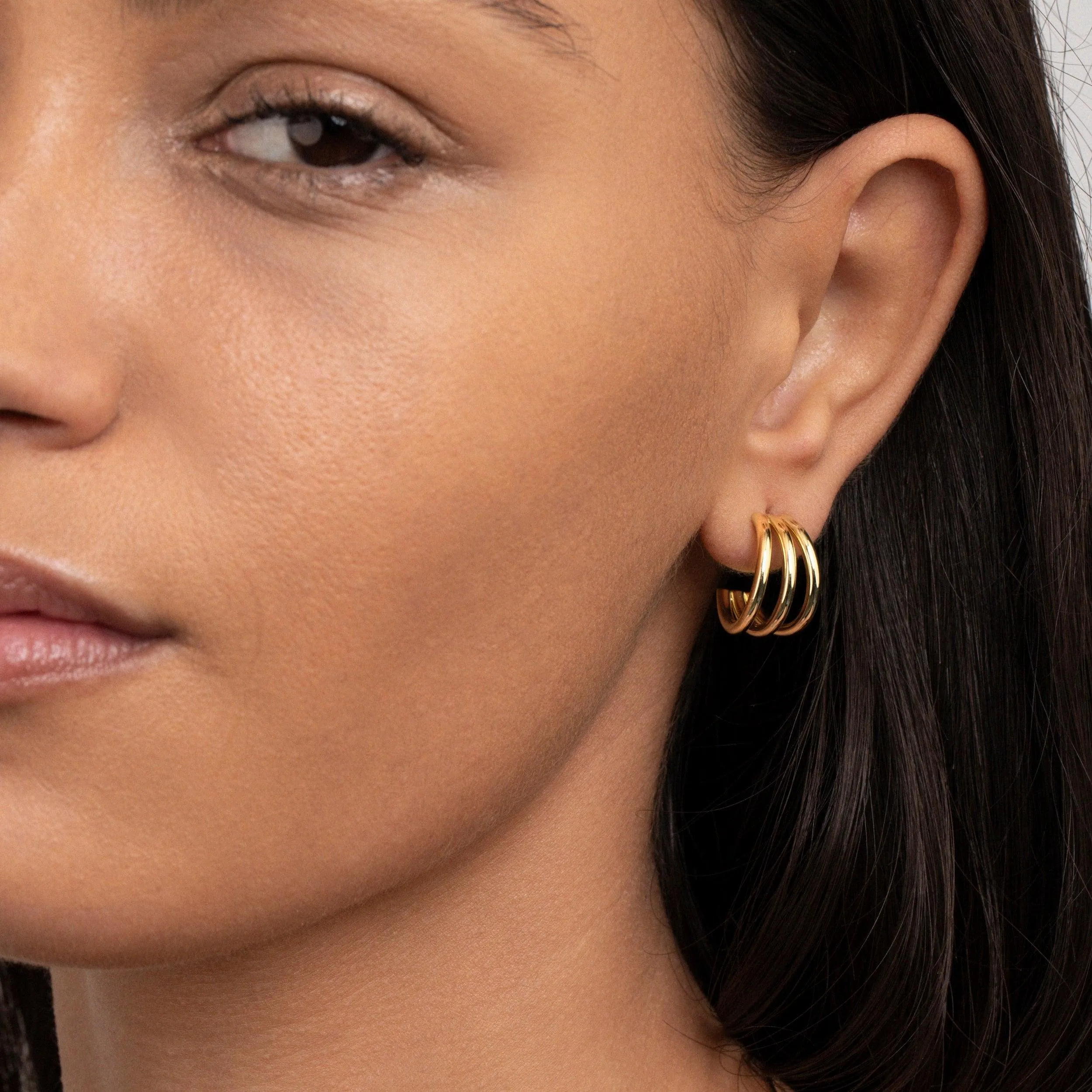 Gold Triple Hoop Earrings