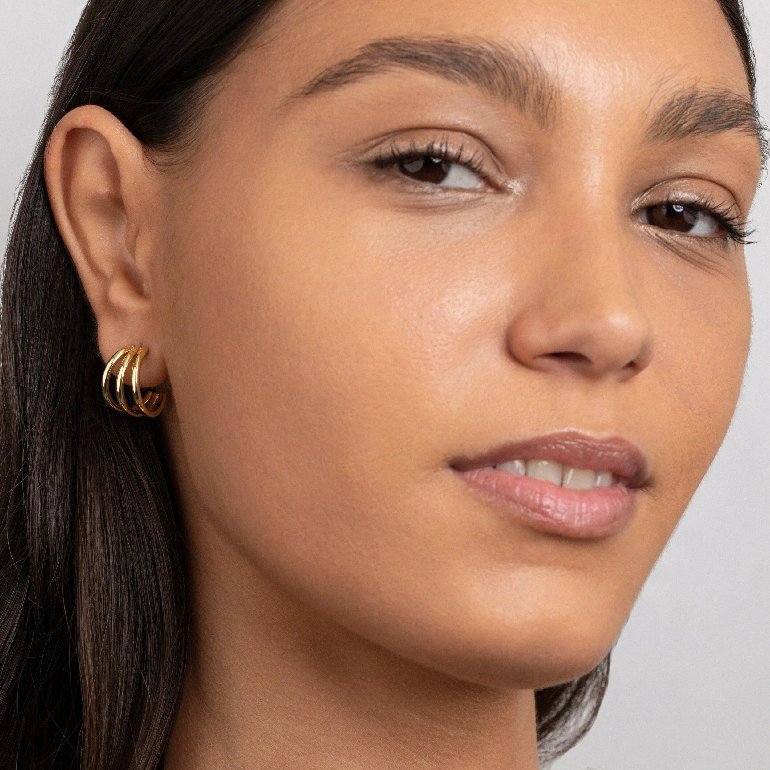 Gold Triple Hoop Earrings
