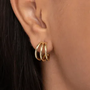 Gold Triple Hoop Earrings